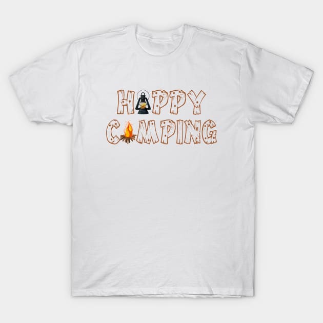 Happy Camping T-Shirt by SpaceManSpaceLand